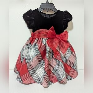 Bonnie Baby | Infant Girl's 12 Mo Black Velvet Bodice & Red/Black Taffeta Dress